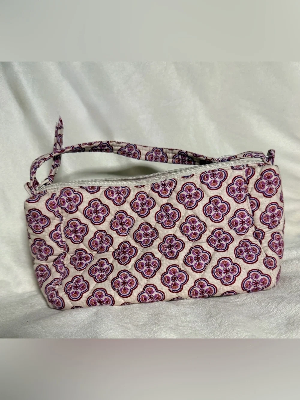 Vera Bradley Light Pink and Purple Quilted Cosmetic Wristlet
